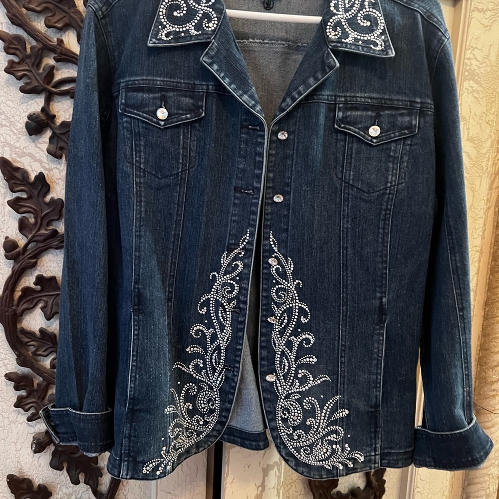 Christine Alexander Denim Jacket with Silver Embellishments with Rhinestones